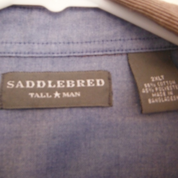 Mens Saddlebred Brown Pin Striped Button Down 2XLT - Picture 6 of 8